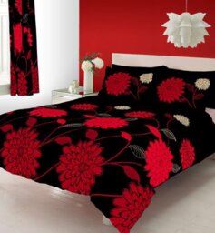 Gaveno Cavailia Luxury SOPHIA Bed Set with Duvet Cover and Pillow Case, Polyester-Cotton, Black/Red, Double