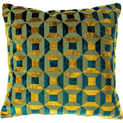 Paoletti Empire Cushion Cover, Teal/Gold, 45 x 45cm