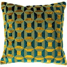 Paoletti Empire Cushion Cover, Teal/Gold, 45 x 45cm