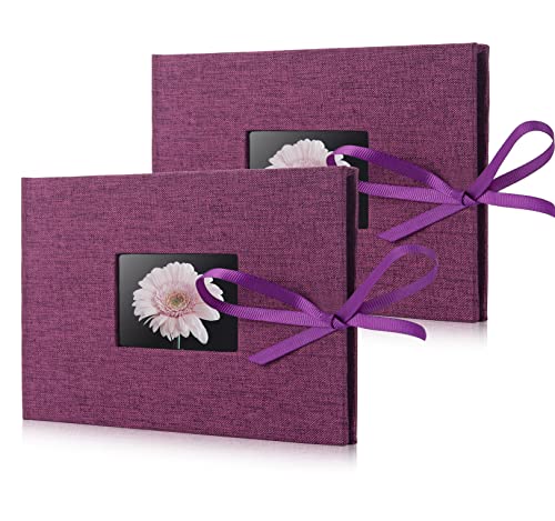 2 Pack Small Photo Album 4x6, Fabmaker Each Picture Album Holds 24 Horizontal Photos, Linen Cover Picture Photo Book with Front Window, Mini Brag Books for 4x6 Pictures, Artwork or Postcards Storage