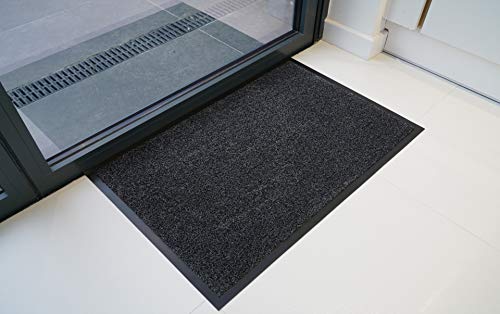 "Serdim Rugs Non Slip Dirt Rubber Edged Barrier Mats, Anthracite, 100 x 150 cm (3' 3.4"" x 5')"