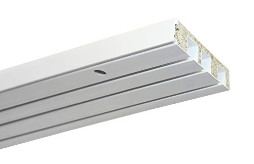 Gardinia GE3 Curtain Rail with Panel Mounting, 3-Track, Plastic, 150 cm, White, 8609