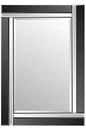 "Alison Black Glass Framed Rectangle Bevelled Wall Mirror 48"" x 32"" Extra Large"
