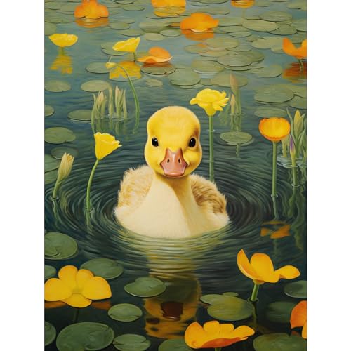 Artery8 Whirlpool Duckling Lily Pads and Flowers Kids Bedroom Nursery Artwork Extra Large XL Wall Art Poster Print