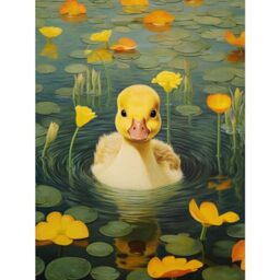 Artery8 Whirlpool Duckling Lily Pads and Flowers Kids Bedroom Nursery Artwork Extra Large XL Wall Art Poster Print