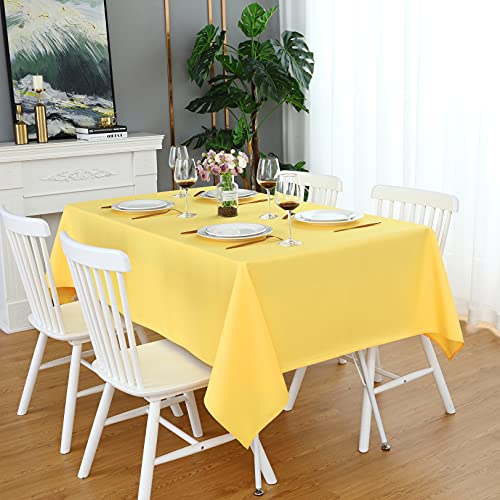 FOLINS&HOME Yellow Square Tablecloth 70 x 70 Wrinkle Free Waterproof Polyester Table Cloths, Spillproof Heavy Duty and Washable Table Cover for Party, Banquet, Indoor and Outdoor - Rectangle/Oblong