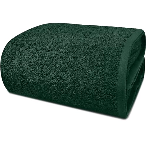 Dan River Pack of 1 Bath Sheet 40x80 Inches, Oversized Bath Towels Extra Large, Organic Cotton Towels for Bathroom - Hunter Green