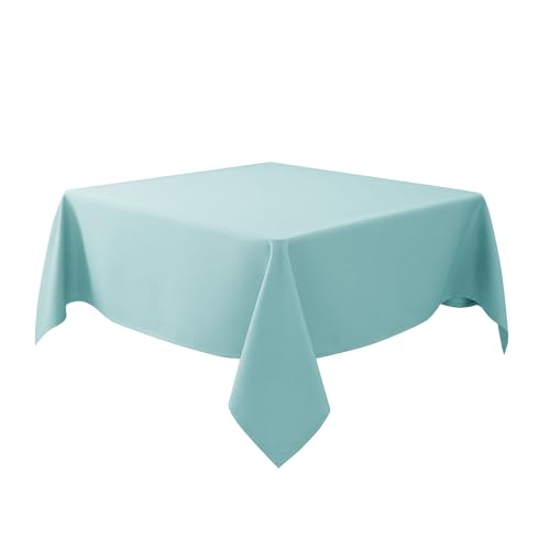 Biscaynebay Square Tablecloth 60x60 Inch-Auqa Blue Card Fabric Table Cover-Small Folding Table Cloths Linen Water Resistant for Kitchen Dining Picnic Patio Outdoor Party Restaurant Tables
