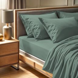 Premium Ranforce Double XL Fitted Sheet (140 x 200 + 30 cm), 100% Cotton, 145 Thread Count, Machine Washable at 30°C, Elegant Green Colour for Cosy Bedrooms