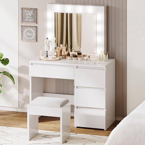 YITAHOME Dressing Table with LED Lights, Vanity Desk with