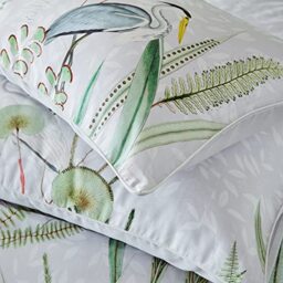 Paoletti Aaliyah Housewife Pillowcase Set, Cotton, Multi,White/Green/Gray,50cm x 70cm