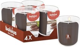 Bolsius - Oud Wood - Brown - Set of 4 Scented Candles - 9.7 x 8.5 cm - Burn time: 45 Hours - with Natural extracts - Natural Vegetable Wax - Palm Oil Free
