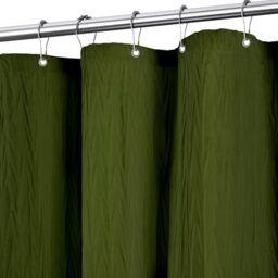 Tititex - Olive Green Crinkle Shower Curtain, Heavy Duty Textured Fabric 156 GSM Luxury Bathroom Decor for Hotel, Waterproof, 72 x 72 Inch with 12 Hooks