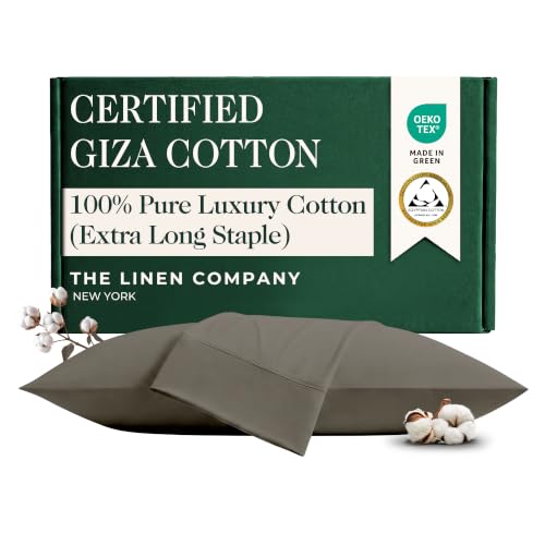 Egyptian Cotton Blended Long Staple Queen Size Pillowcases- 2Pcs, Dark Grey - Blended with Long Staple Cotton Pillow Covers - Oeko-TEX, Skin Friendly & Breathable Pillowcases
