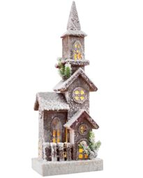 WeRChristmas Light Up Wooden Christmas Steeple Decoration, Multi-Colour, 50cm