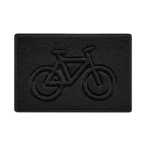 Nicoman Bike Embossed Shape Door Mat Dirt-Trapper Jet-Washable Doormat-(Use Outdoor ONLY)- (60x40cm/23.6x15.7inches, Small) Black
