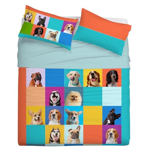 Gabel Dogs' Bed Sheet Set, 250 x 290 cm, Pure Cotton, Multicoloured, Digital Photo Print
