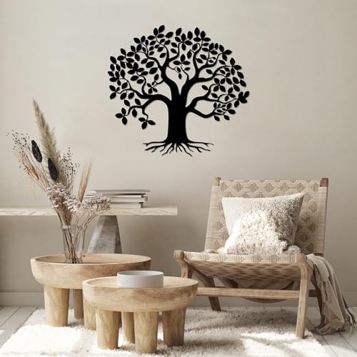 Hanah Home Stylish Black Decorative Metal Wall Accessory, 70 x 65 cm, 100% Metal, 1.5 mm Thick, Easy Wall Mounting, Perfect for Modern Decor
