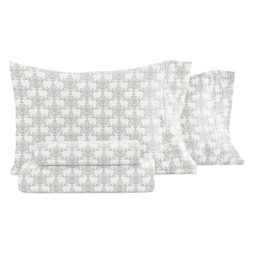 "Linen Market 4 Piece Queen Bedding Sheet Set (Light Gray Floral) - Sleep Better Than Ever with These Ultra-Soft & Cooling Bed Sheets for Your Queen Size Bed - Deep Pocket Fits 16"" Mattress"