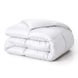 Superior Brushed Microfiber Solid Comforter, Down Alternative Bedding, Reversible, Medium Weight, Fluffy, Decorative, Plush Duvet Insert, Oversized Blanket, Box Quilt Design, Twin, White