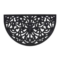 Relaxdays Iron Look Semicircular Doormat, 45 x 75 cm, Non-Slip & Weatherproof, Decorative, Indoor & Outdoor, Black