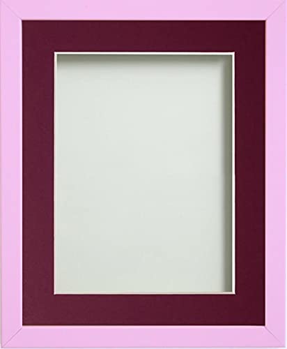Frame Company Jellybean Range Pink Wooden 8x8 inch Picture Photo Frame with Plum Mount for Image 5x5 inch * Choice of Colours & Sizes* Fitted with Perspex