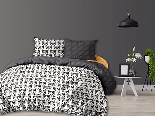 CALITEX 3-Piece Bedding Set 260 x 240 cm Charleston, 100% Cotton, Black, 260 x 240 cm