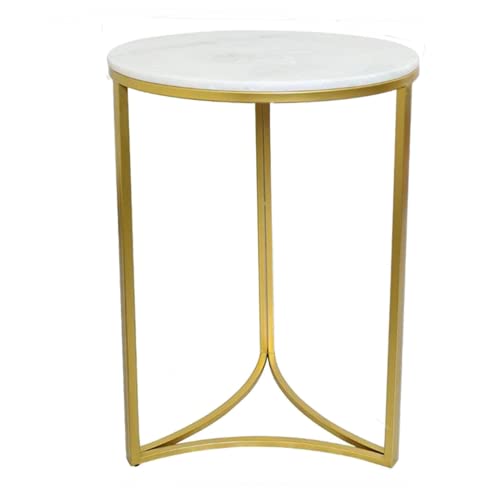 Gabriella Accent Side Table, Marble Top Table (White)