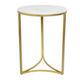 Gabriella Accent Side Table, Marble Top Table (White)