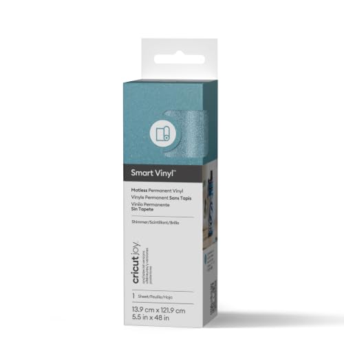 Cricut Joy Smart Permanent Vinyl, Shimmer Light Blue, 13.9cm x 1.2m, Self-Adhesive Vinyl Sheet - Ideal for Customising Mugs & DIY Crafts, for All Cutting Machines Joy Machine