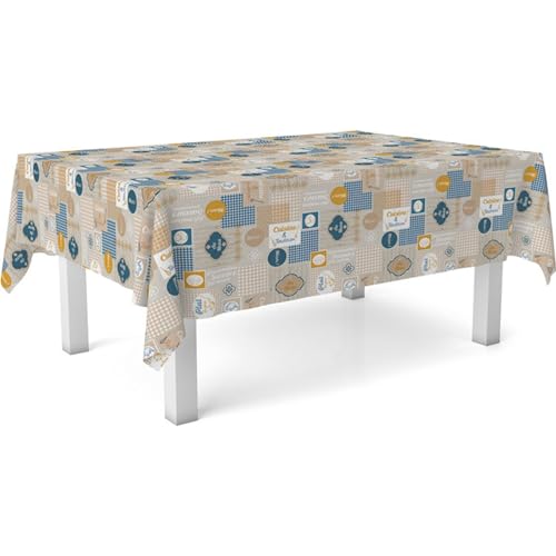 ECOMMERC3 Oilcloth Tablecloth Stain Resistant Rectangular Table 300 x 140 - For use inside and on the patio, waterproof, non-absorbent, non-fraying edge, 90% PVC and polypropylene