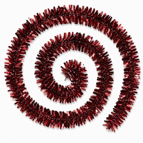 4 Pcs Chunky Christmas Tinsel Garland 2m Burgundy Xmas Decoration