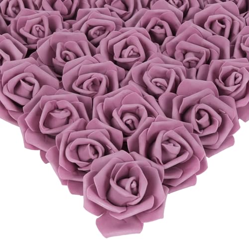 IPOPU Artificial Rose Flower Heads, 100pcs Dusty Rose Foam Fake Roses Bulk 3inch Stemless Faux Flowers for DIY Wedding Baby Shower Centerpieces Arrangements Party Tables Home Decor (Dusty Rose)