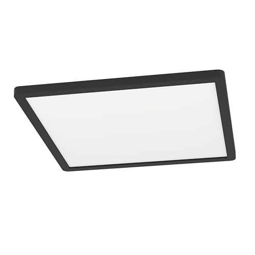 Eglo LED Ceiling Light Minerario, Outside lamp for Balcony and Terrace, Outdoor Porch Lighting, Black Plastic, IP54, Warm White, 29 x 29 cm