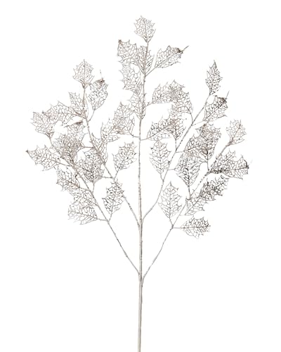 Antique Silver Leaf Spray, 66 cm – Decorative Branch for Christmas Trees & Wreaths