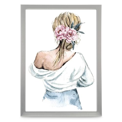 Hama Picture Frame 15 x 20 cm (Photo Frame, Portrait Frame, Portrait Format, Landscape Format, for Hanging and Standing, Velvet Backing, Glass Pane, Picture Size 15 x 20 cm) Silver