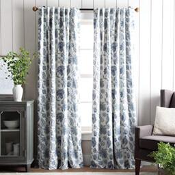 "Martha Stewart Jakarta Blackout Rod Pocket/Back Tab Window Curtain Panel Pair, 84"", Indigo"