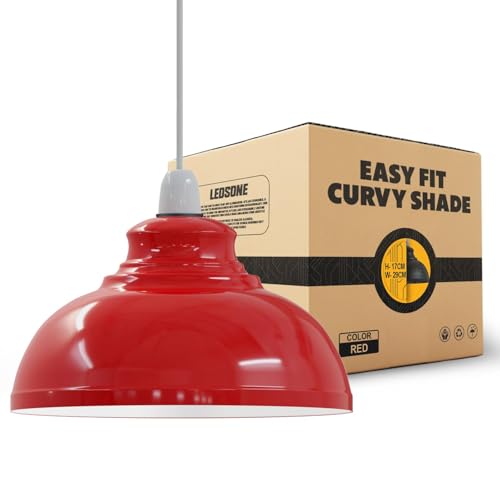 LEDSone Industrial Vintage Retro Curvy Red Dome Shaped Metal Pendant Ceiling Lamp Shade