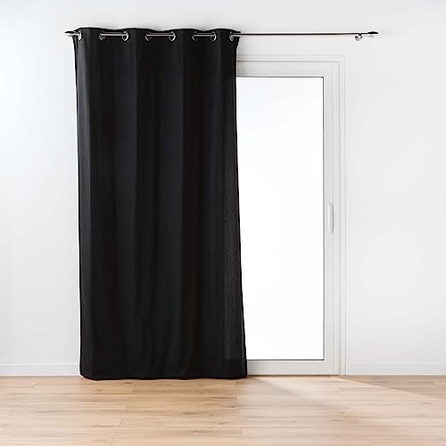 Douceur d'Intérieur, Curtain with eyelets (135 x 260 cm) Twily Black, Cotton/Recycled Polyester
