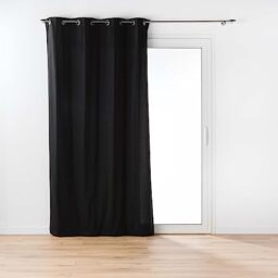 Douceur d'Intérieur, Curtain with eyelets (135 x 260 cm) Twily Black, Cotton/Recycled Polyester
