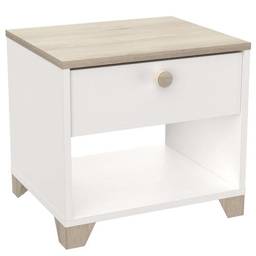Demeyere Comodino-1 cassetto-Izzy-Made in France-Garanzia 2 Anni, L 43,2 x P 36,2 x H 39,7 cm