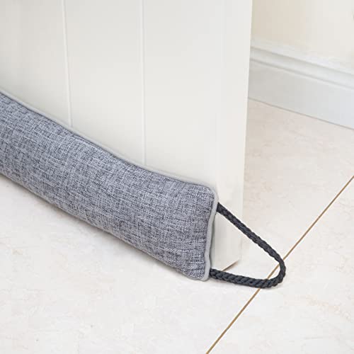 "Marwood Under Door Draught Excluder 81cm Wind Stopper for Door & Window, Weighted French Air Door Draft Stopper Front Door Snake Noise Blocker for Bottom of Door with Hanging Loops - Grey 32"""