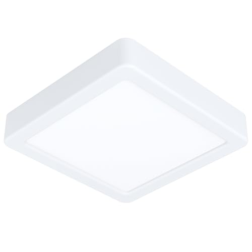 EGLO LED Ceiling Light Fueva 5, L x W 16 cm, 1 Bulb Surface-Mounted Light Modern Made of Steel and a Plastic Light Surface, Ceiling Light in White, LED Surface, Warm White