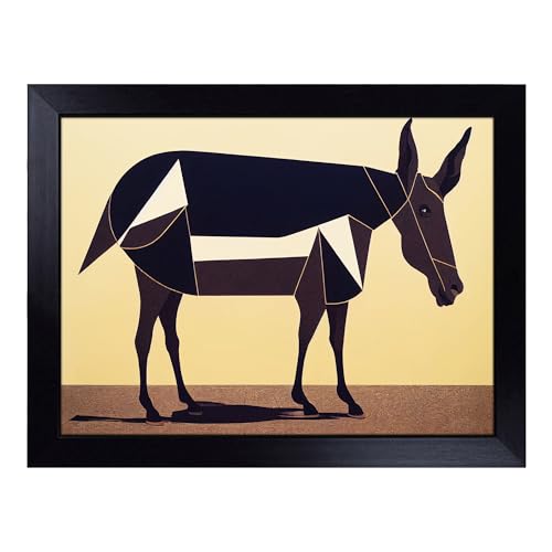 Lap Tray with Bean Bag Cushion, Abstract Donkey Art - Handmade in the UK, Raised Wooden Edge, Padded Cushion, Heat-Resistant Wipe-Clean Surface, for Meals, Laptops and Crafts