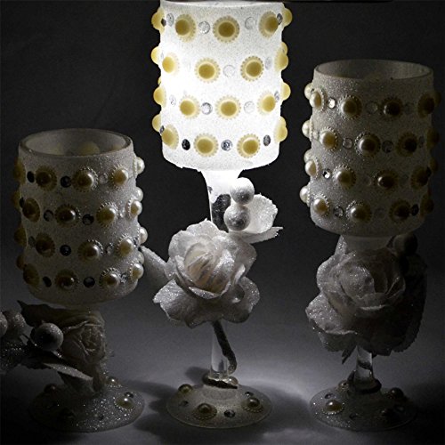 SHATCHI Candle Holders (Set of 3)- Different Sizes – Decorated Glass Tealight Candle Holder -Holds Votive Candles, Pillar Candles for Dining,Wedding Table Centerpiece,Home,Living Room Décor