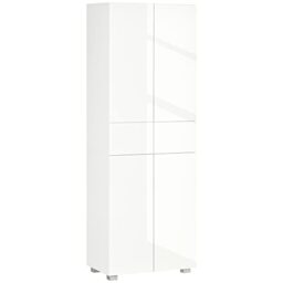 HOMCOM 4-Door Kitchen Cupboard Tall Freestanding 5-Tier High Gloss White