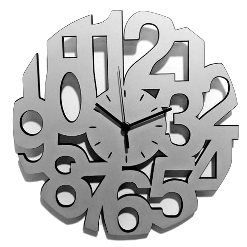 Instant Karma Clocks - Modern Geometric Wall Clock – Silent Non-Ticking Wooden Design – Silver Minimal Wall Décor – Unique Gift for Home or Office