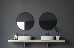 Talos Black Circle Design Wall Mirror, Aluminium Frame, Matt Black, 60 cm