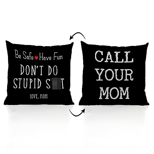ZJSYXXU Call Your Mom Throw Pillow Covers 18x18 Inch, Funny College Dorm Decor Decorative Pillowcases Cushion Cover Decor for Couch Sofa Living Room, Graduation Gifts for Daughter Son (Black)