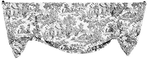 Victoria Park Toile Tie-Up Valence Window Curtain, Black